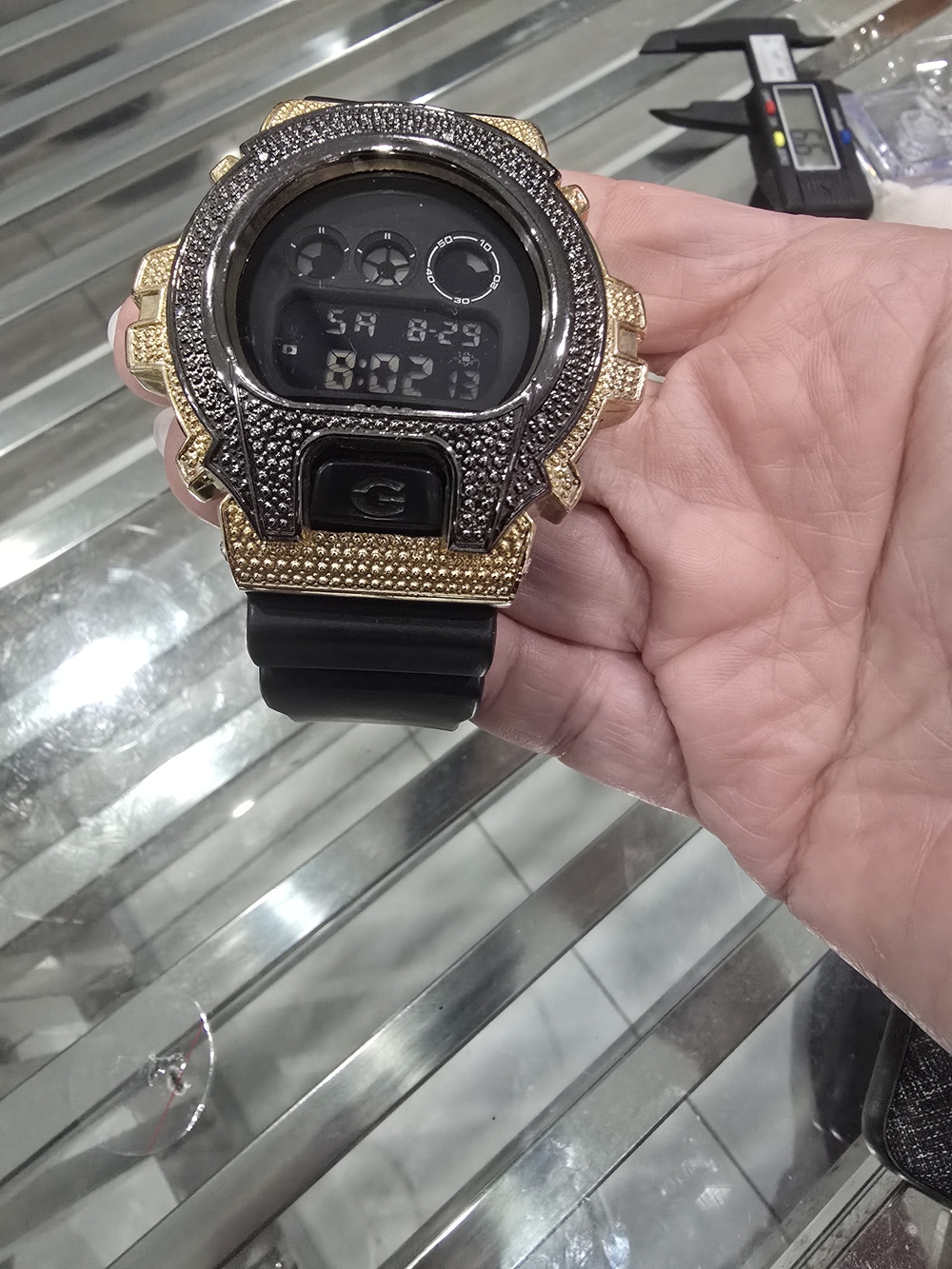 Gold and Black Digital Sports Watch - Fashionable Wearable